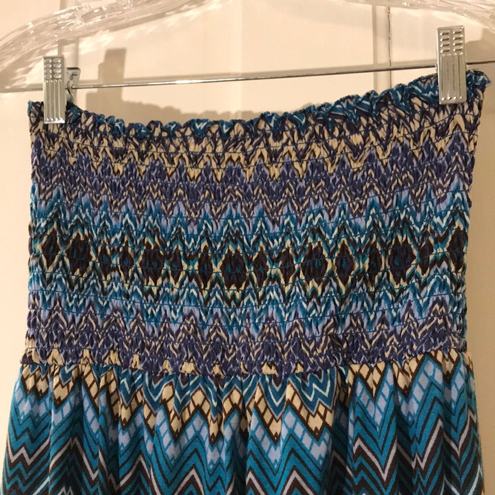 Smocked strapless maxi dress